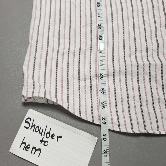 mens bcbgmaxazria pink and white striped button down shirt size XL - Picture 8 of 9